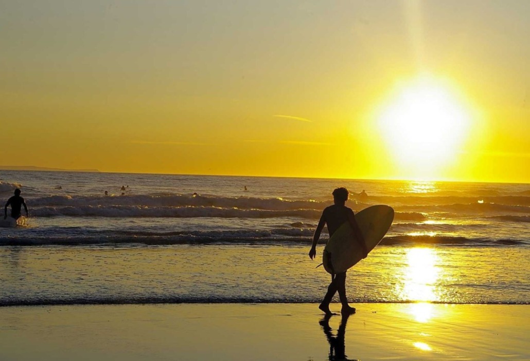 Surfer at sunset