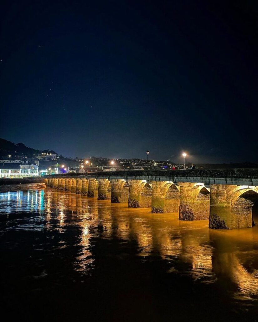 Bideford Long Bridge at night